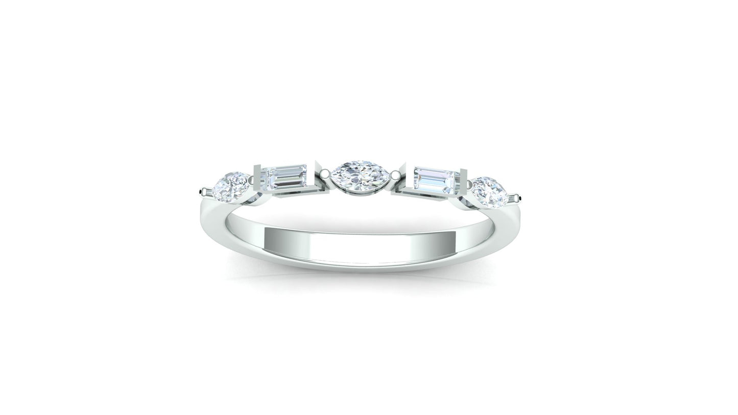 Two-Tone Five-Stone Channel Set Baguette Ring