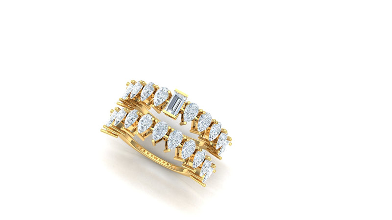 Yellow Gold Rectangle Frame Diamond Ring