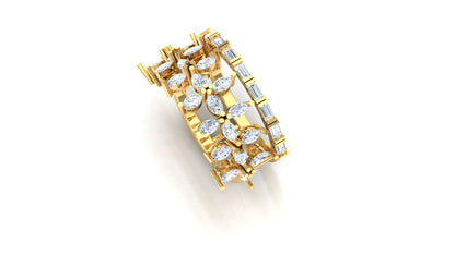 Two-Tone Intersecting Pave Diamond Bypass Ring