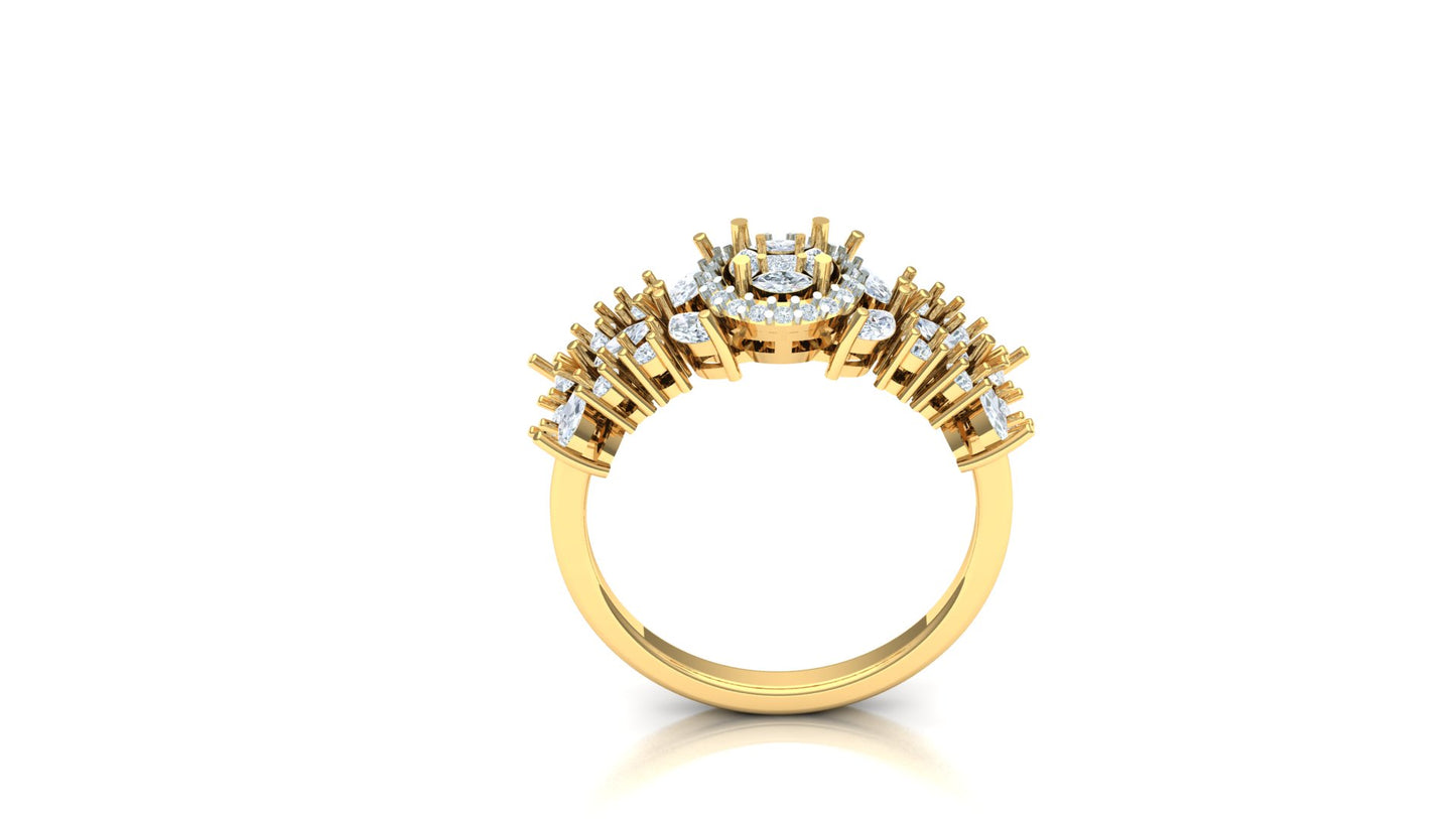 CVD Diamond Central Oval Cluster Five-Stone Ring