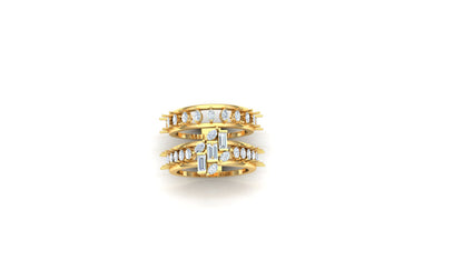 CVD Diamond Three-Row Sculptural Bypass Ring