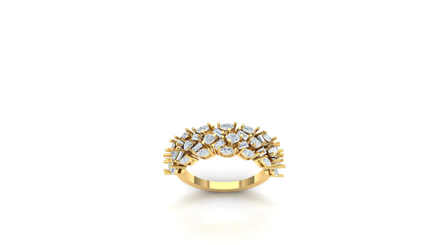 CVD Diamond Wide Floral Burst Statement Ring