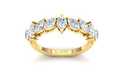Yellow Gold Marquise and Pear Cluster Diamond Ring