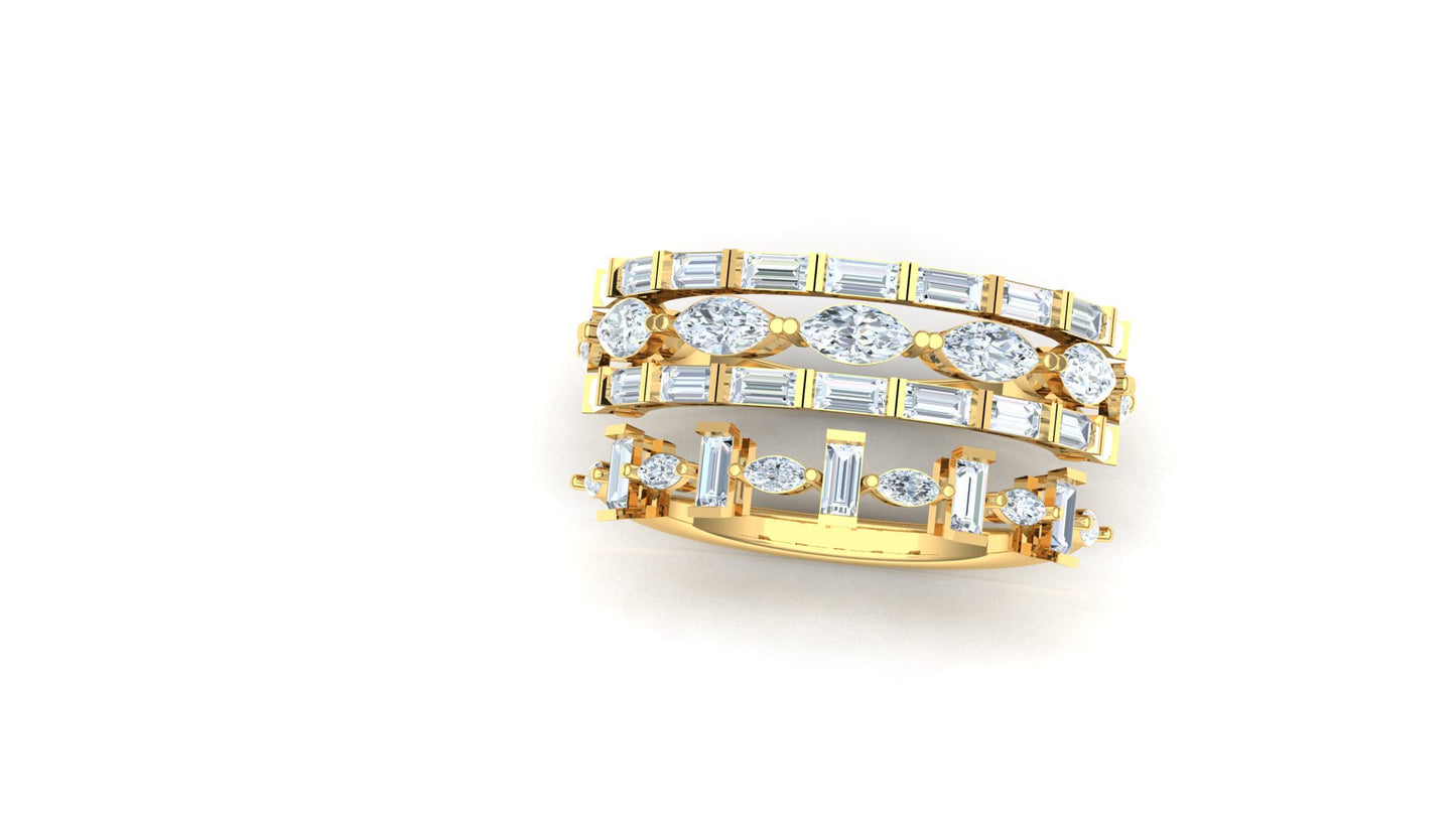 CVD Diamond Bar-Set Wide Crossover Ring