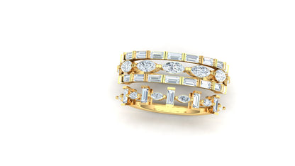 CVD Diamond Bar-Set Wide Crossover Ring