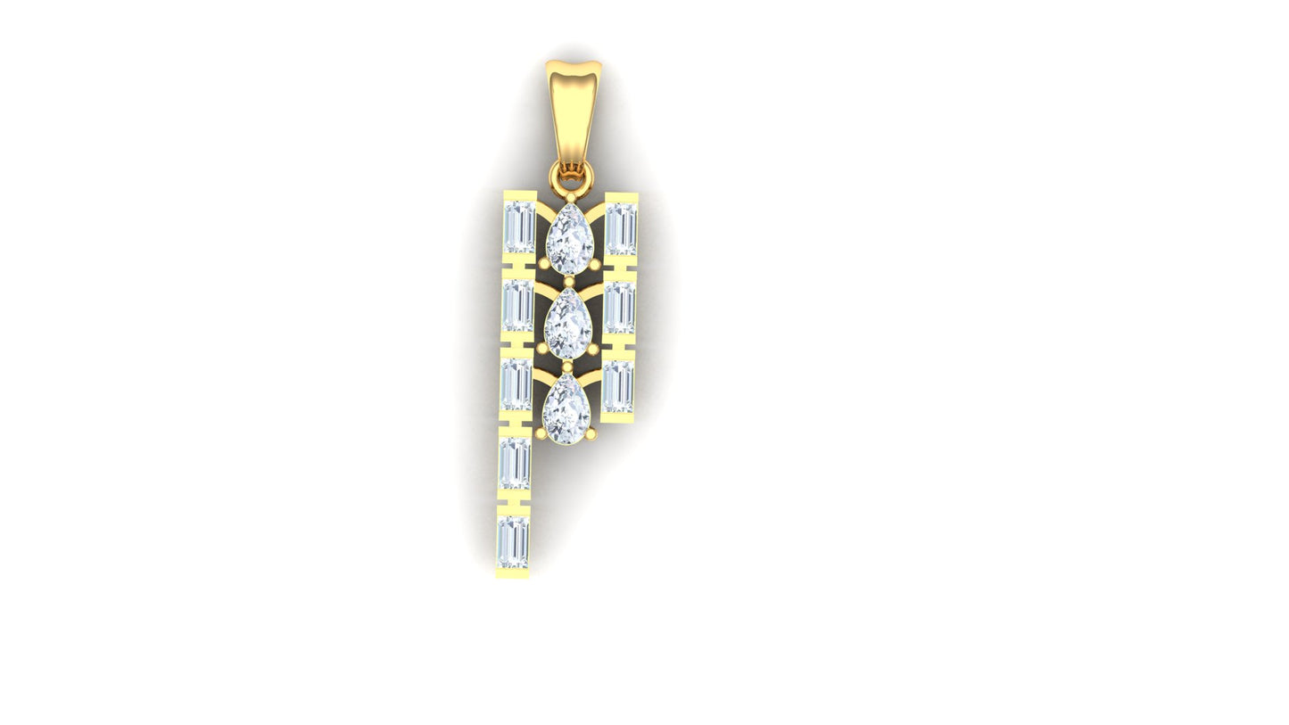 Elegant Cascading Square CVD Diamond Pendant
