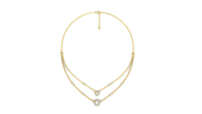 Yellow Gold Curved Bar Diamond Accent Chain