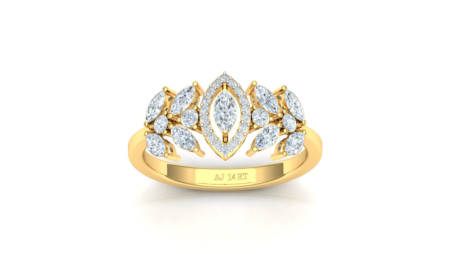 Two-Tone Multi-Layered Diamond Cluster Ring