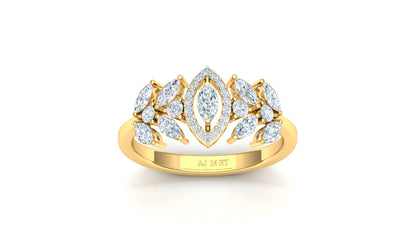 Two-Tone Multi-Layered Diamond Cluster Ring