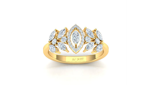 Two-Tone Multi-Layered Diamond Cluster Ring