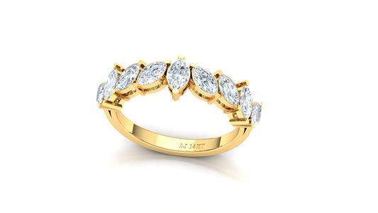 Yellow Gold Marquise and Pear Cluster Diamond Ring