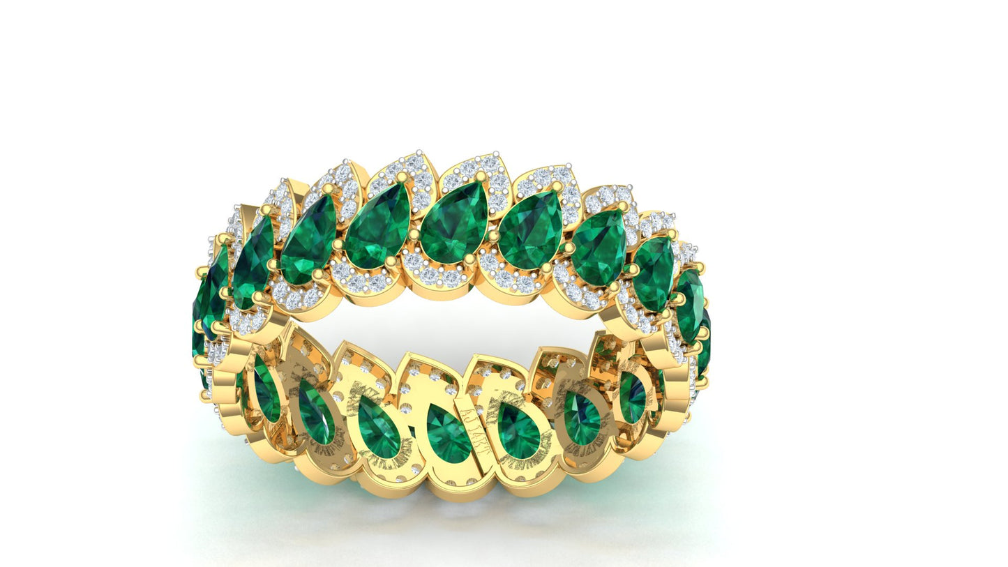 Emerald & Diamond Floral Cluster Huggie Hoop Earrings