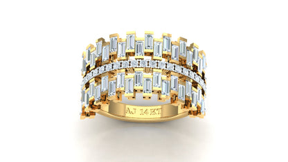 CVD Diamond Wide Two-Tone Architectural Ring