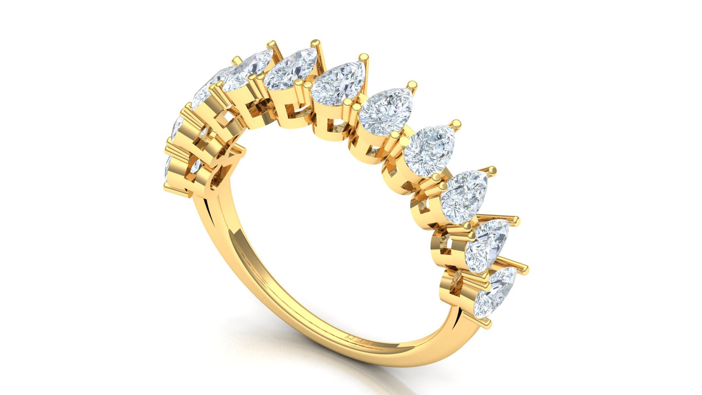 Yellow Gold Rectangle Frame Diamond Ring
