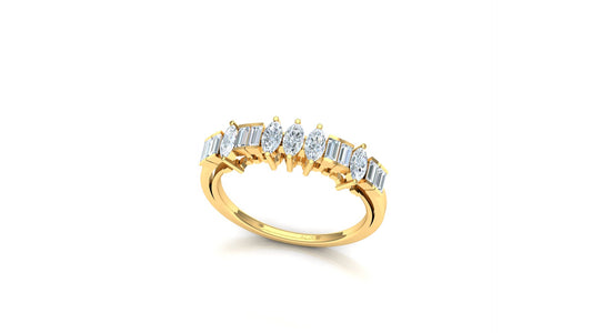 Two-Tone Marquise & Baguette Cluster Ring