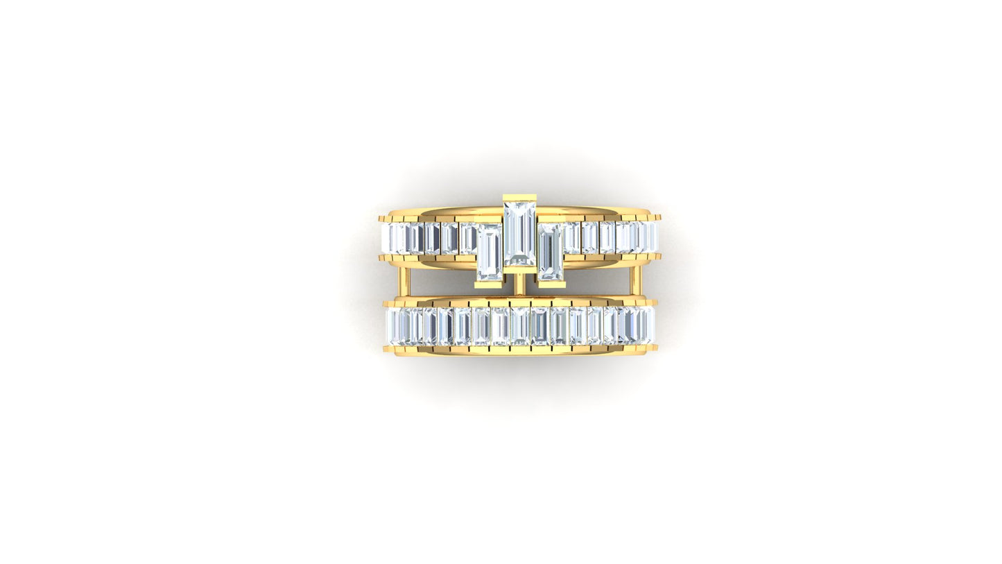 Two-Tone Multi-Band Baguette & Round Diamond Ring