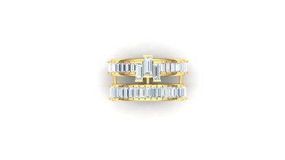 Two-Tone Multi-Band Baguette & Round Diamond Ring