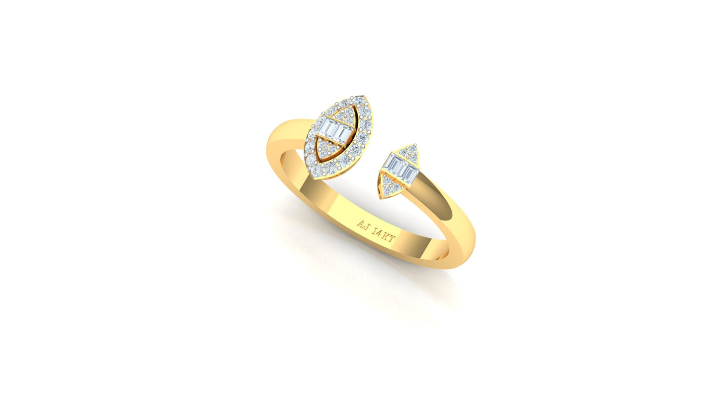 Two-Tone Open Heart Pave Diamond Ring