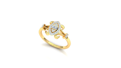 Two-Tone Star/Flower Pave Diamond Bypass Ring