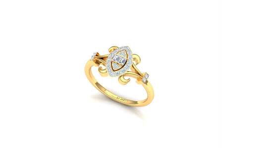Two-Tone Star/Flower Pave Diamond Bypass Ring