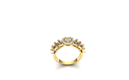 CVD Diamond Central Solitaire Cluster Ring