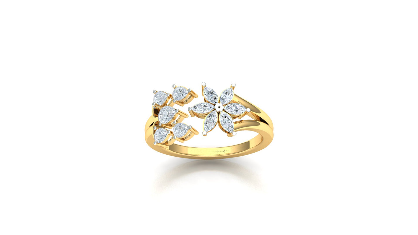 Yellow Gold Multi-Kite Diamond Cluster Statement Ring