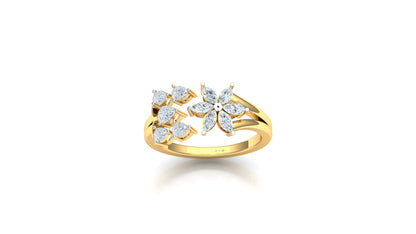 Yellow Gold Multi-Kite Diamond Cluster Statement Ring