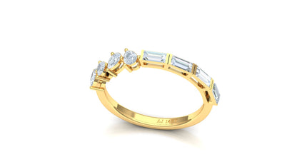 Two-Tone Baguette Diamond Half-Eternity Band