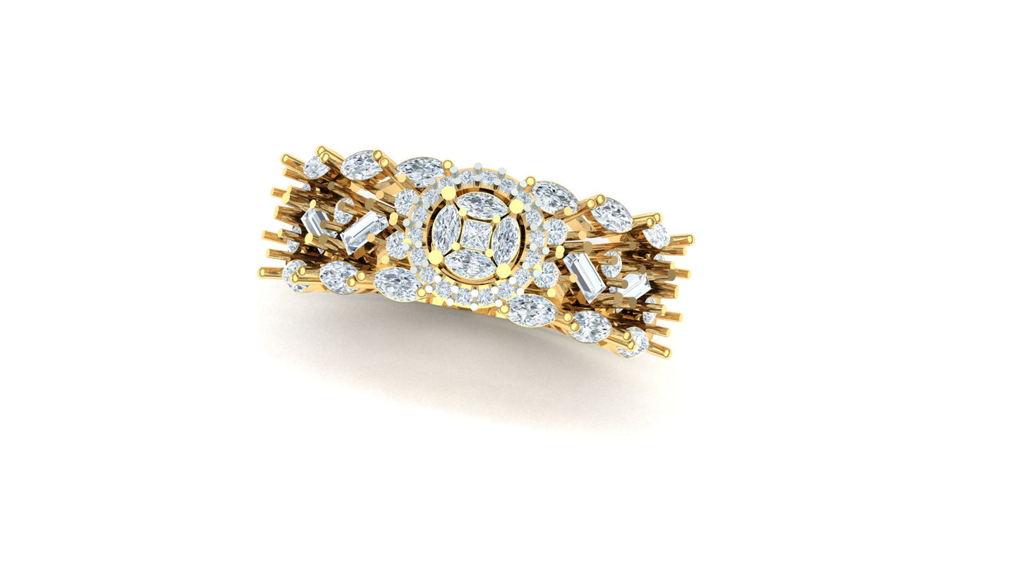 CVD Diamond Wide Floral Cluster Ring