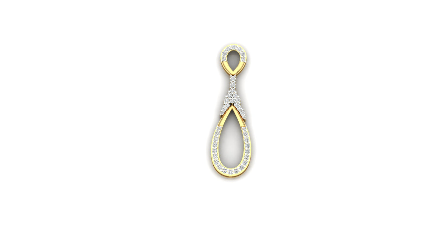 Two-Tone Double Frame Pave Diamond Teardrop Pendant