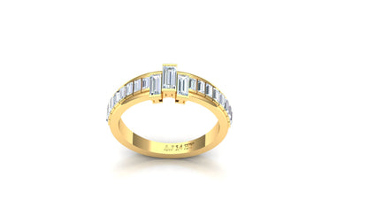 Two-Tone Horizontal Baguette Diamond Cage Ring