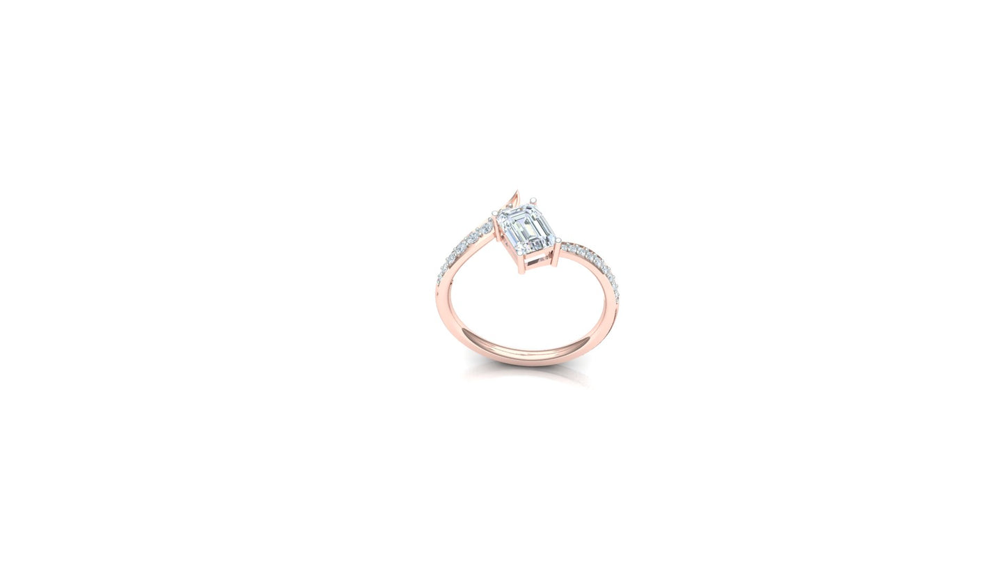 Elegant Baguette Solitaire Diamond Ring with Side Accents