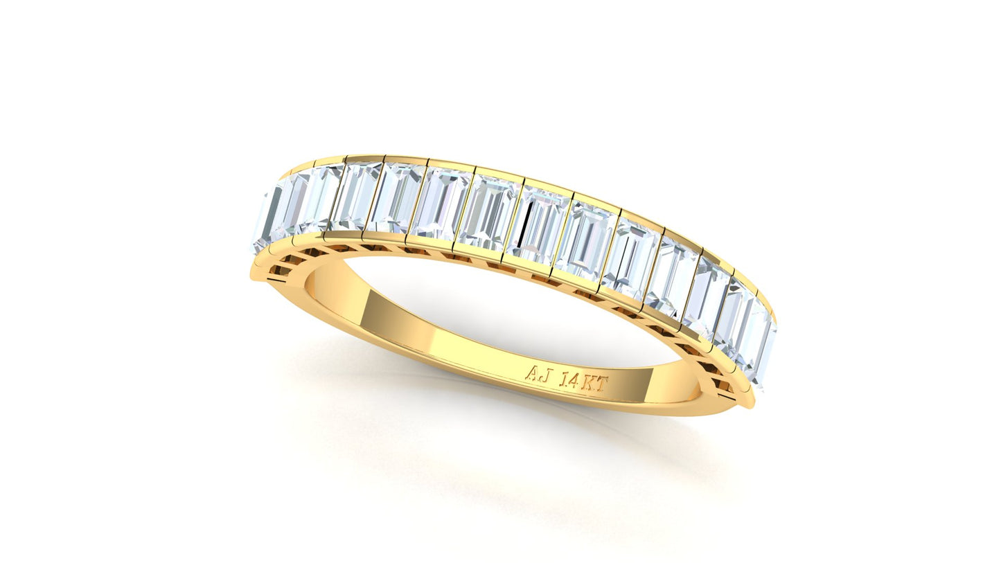 Two-Tone Baguette & Round Diamond Half-Eternity Band