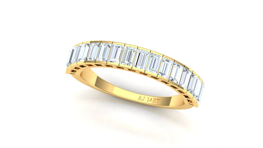 Two-Tone Baguette & Round Diamond Half-Eternity Band