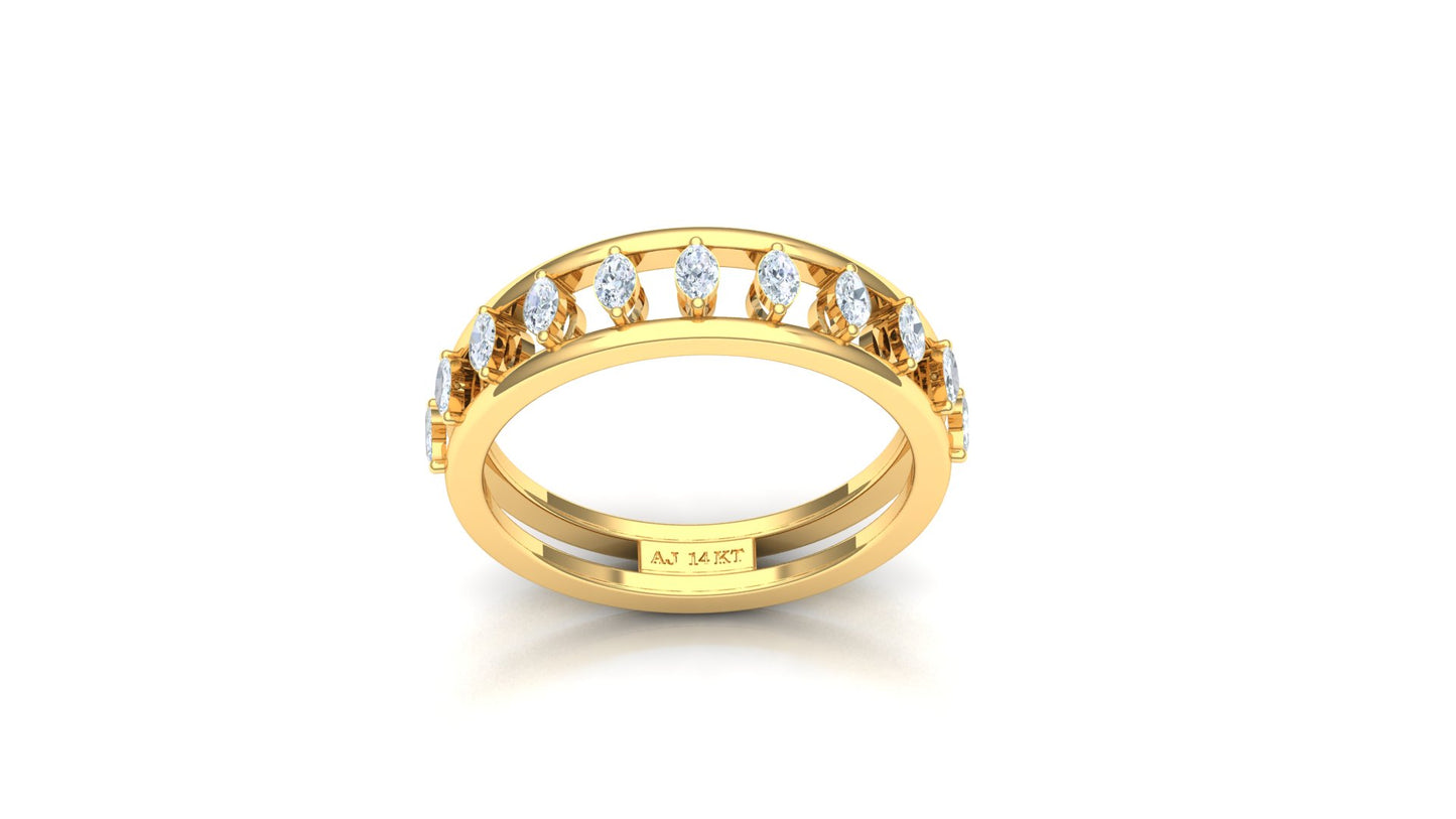 Yellow Gold Multi-Row Vertical Diamond Band
