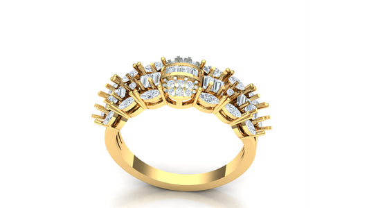 CVD Diamond Stacked Multi-Row Band Ring