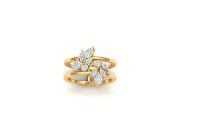 Yellow Gold Asymmetrical Kite Cluster Diamond Ring