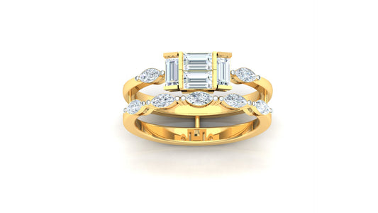 Yellow Gold Rectangular Diamond Cluster Ring