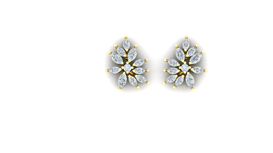 CVD Diamond Floral Cluster Stud Earrings