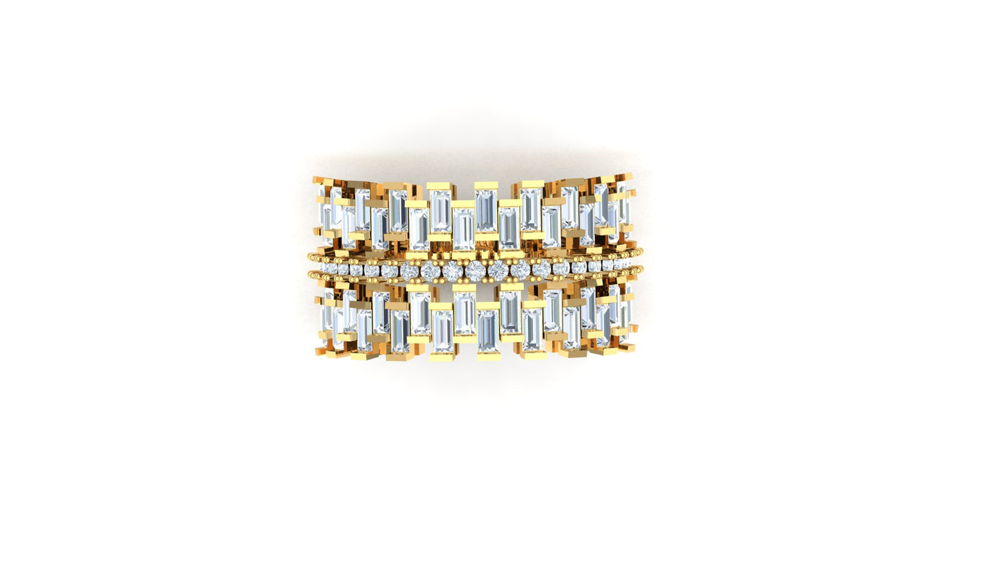 CVD Diamond Wide Two-Tone Architectural Ring