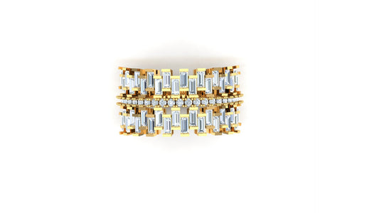 CVD Diamond Wide Two-Tone Architectural Ring