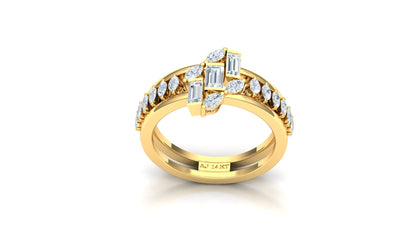 CVD Diamond Three-Row Sculptural Bypass Ring