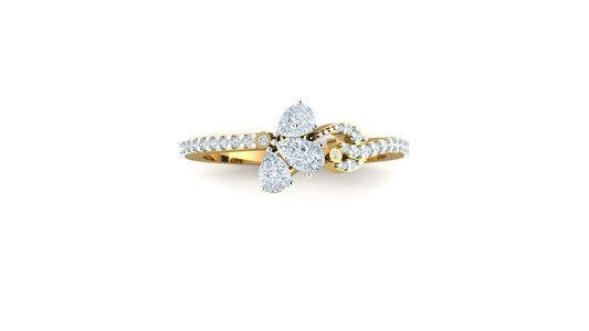 Yellow Gold Pear and Baguette Diamond Cluster Ring