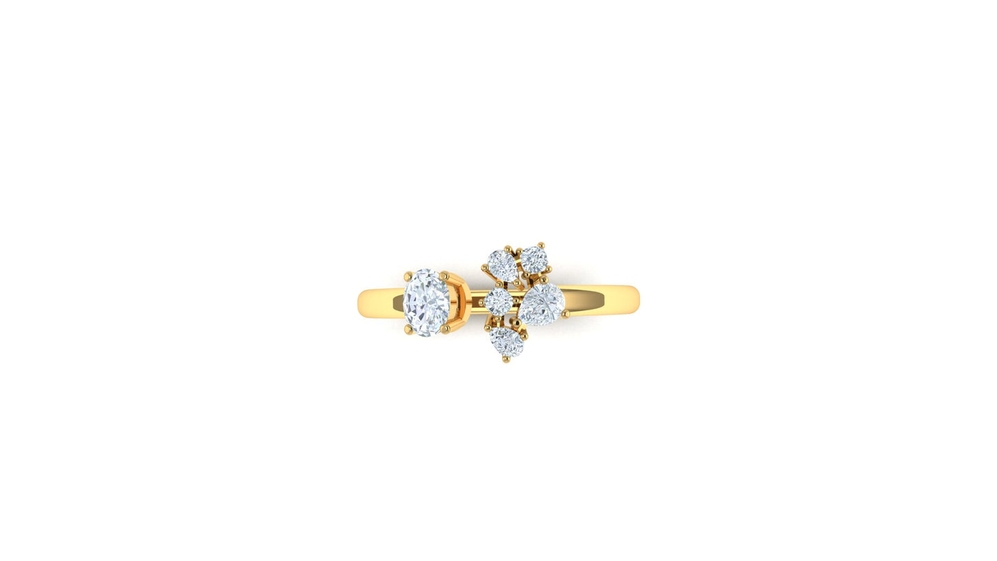 Yellow Gold Multi-Stone Diamond Bypass Ring
