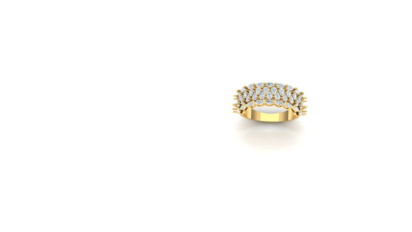 CVD Diamond Wide Tiered Floral Dome Ring