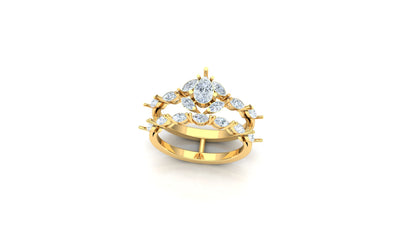 Two-Tone Multi-Cluster Diamond Solitaire Ring