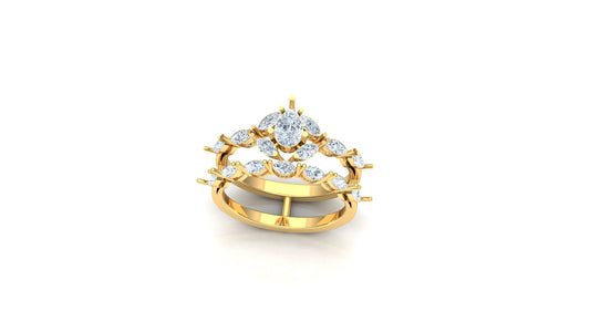 Two-Tone Multi-Cluster Diamond Solitaire Ring