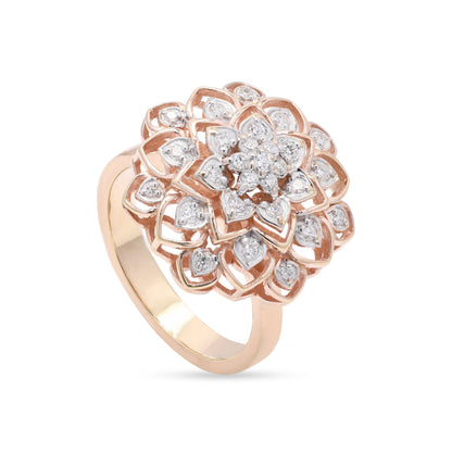 Gold Floral Delight Diamond Ring 14K