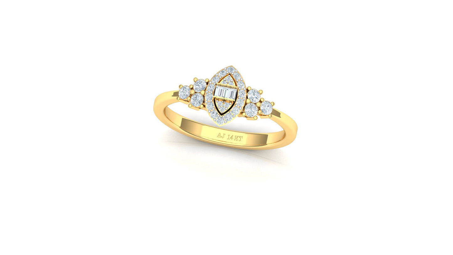 Two-Tone Tear-Drop Cluster Pave Diamond Ring
