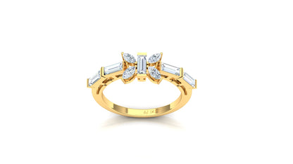 Two-Tone Marquise & Baguette Diamond Cluster Ring